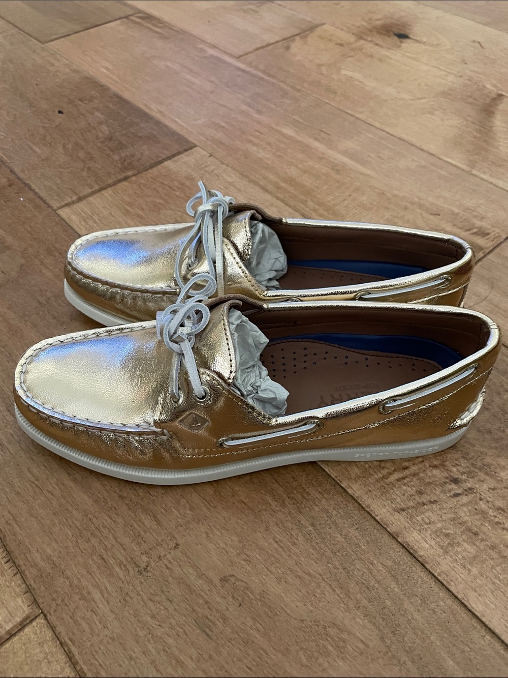 New Sperry Metallic Gold Boat Shoes
